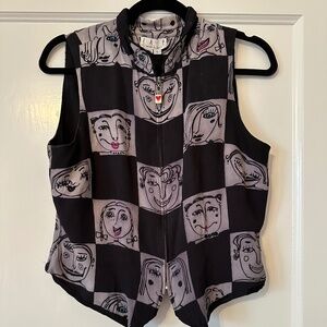 1990s Designer Silk Vest with Faces